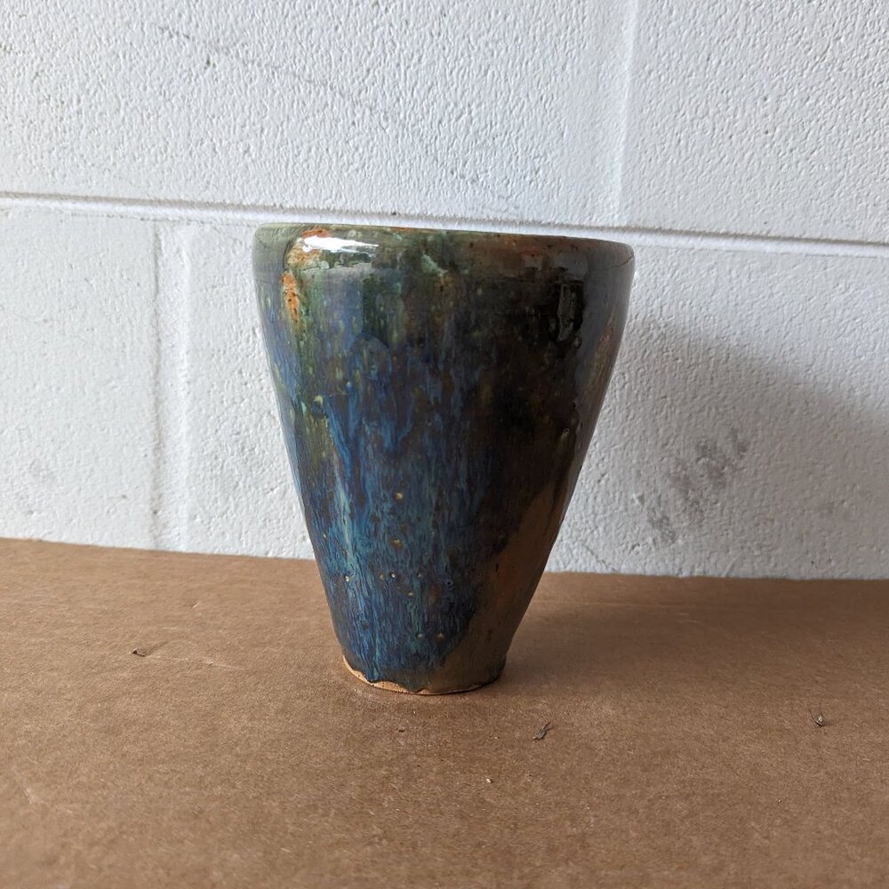 Studio Art Stoneware Drip Glaze Pottery Boho Pot Planter Signed